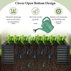 71 Inch Galvanized Metal Raised Garden Bed in Dark Grey, 36 Cu Ft Open Bottom Planter