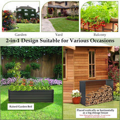 71 Inch Galvanized Metal Raised Garden Bed in Dark Grey, 36 Cu Ft Open Bottom Planter