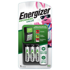 Energizer Rechargeable AA and AAA Battery Charger with 4 Rechargeable AA Batteries, Recharge Value Battery Charger for Double A Batteries and Triple A Batteries