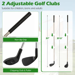 71 x 71 Inches Golf Chipping Game Set with 2 Adjustable Clubs