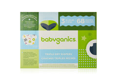 BabyGanics Diapers Size 1 - Babyganics Disposable Diapers, Triple Dry Protection, Absorbent and Breathable, 80 count, White, Packaging May Vary