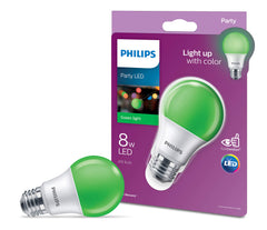Philips 463281-8A19/LED/GREEN/P/ND 120V 4/1FB A19 A Line Pear LED Light Bulb