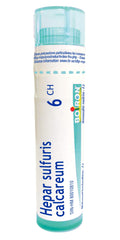 Boiron Hepar sulfuris calcareum 6ch,Homeopathic medicine. Each tube contains 4 g (approximately 80 pellets)