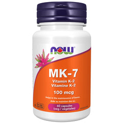 NOW Supplements, MK-7 Vitamin K-2 100 mcg, Cardiovascular Support*, Supports Bone Health*, 60 Veg Capsules