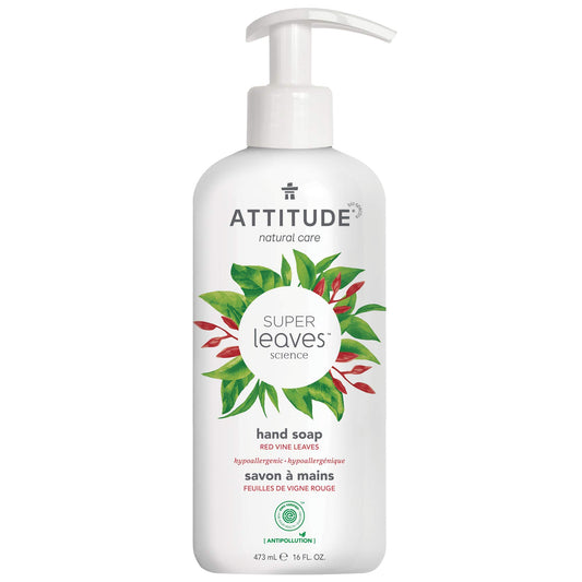 ATTITUDE Liquid Hand Soap, Made in Canada, EWG Verified, Plant and Mineral-Based, Vegan Personal Care Products, Vine Leaves and Pomegranate, 473 ml