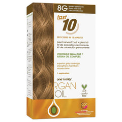 One n' Only One n Only Argan Oil Fast 10 Permanent Hair Color Kit - 8G Golden Light Blonde Hair Color Unisex 1 Pc