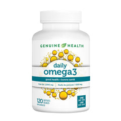 Genuine Health Omega3+ Daily, 120 softgels, 160 mg EPA, 100 mg DHA, Supports healthy heart and brain function, Wild-caught, Non-GMO