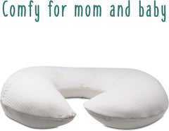 Baby Works - Nursing Pillow and Positioner, for Breastfeeding and Bottle Feeding, Supportive Memory Foam, Machine Washable Cover - White