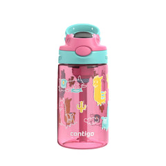 Contigo Kids Aubrey Straw Water Bottle with Leak-Proof Lid, BPA-Free Plastic, Dishwasher Safe, Azalea Jade Llama, 14 oz (414 mL)