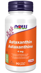NOW Supplements, Astaxanthin 4 mg derived from Non-GMO Haematococcus Pluvialis Microalgae and has naturally occurring Lutein, Canthaxanthin and Beta-Carotene, 90 Softgels