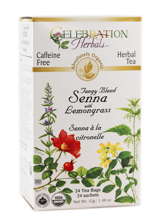 Celebration Herbals Senna with Lemongrass Tea – Organic, Kosher (24 teabags - 42g) | Senna alexandrina, Cymbopogon citratus Herbal Blend | Earthy and Zesty, Valued in Herbal Traditions