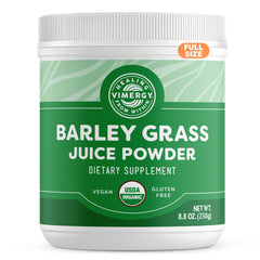 Vimergy Barley Grass Juice Powder Dietary Supplement - 0.8g per Serving (312 Servings) – Clean Superfood Formula – Promotes Cardiovascular Health* – Organic, Vegan & Gluten-Free – Regular Size 250g