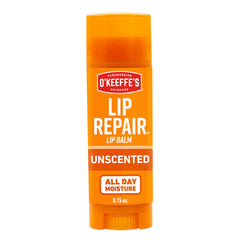 O'Keeffe's Unscented Lip Repair Chapstick Stick, Lip Balm for Dry Cracked Lips, Guaranteed Relief & All-Day Moisture in 1 Use, Lip Chap, 7 Moisturizing Ingredients, 1 Pack
