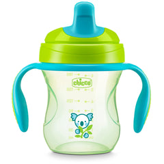 Chicco Semi-Soft Trainer with Bite-Resistant Spout and Spill-Free Lid 7oz.| Removable, Non-Slip Handles | Top-Rack Dishwasher Safe | Easy to Hold Ergonomic Indents | Green| 6+ Months