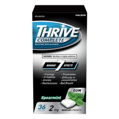 Thrive Complete Nicotine Replacement Gum, 2mg Regular Strength, Fresh Spearmint, 36 Count