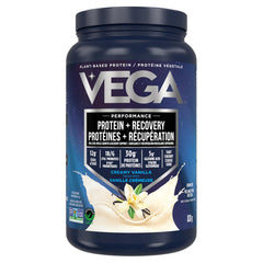 Vega Sport Vegan Protein Powder + Recovery - 30g Plant Based Protein per Serving, Vanilla, 20 Servings, 5g BCAAs, Probiotics, NSF Certified, For Shakes & Smoothies, 828g (Packaging May Vary)