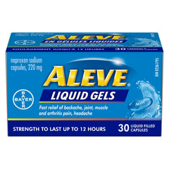 ALEVE Pain relief liquid Gels, Strength To Last Up To 12 hours, Naproxen Sodium 220mg 30 count