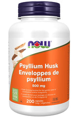 NOW Supplements, Psyllium Husk Caps 500 mg, Natural Soluble Fibre, Intestinal Health*, 200 Veg Capsules