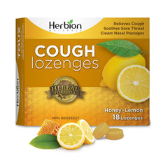 Herbion Naturals Cough Lozenges with Natural Honey Lemon Flavour, 18 Lozenges, Relieves Cough, Clears Nasal Congestion, Soothes Sore Throat, For Adults and Children 12 years and above, Pack of 1