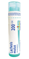 Boiron Lachesis mutus (mutus) 200ch,Homeopathic medicine. Each tube contains 4 g (approximately 80 pellets)
