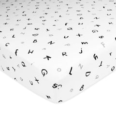 American Baby Company Printed 100% Cotton Jersey Knit Fitted Crib Sheet for Standard Crib and Toddler Mattresses, Alphabet, for Boys and Girls, 28x52x9 Inch (Pack of 1)