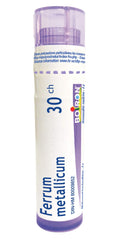 Boiron Ferrum metallicum 30ch,Homeopathic medicine. Each tube contains 4 g (approximately 80 pellets)