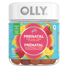 OLLY Prenatal Gummy Supplement with no artificial flavours and colours Sweet Citrus multivitamin to help support mommy and baby 30 day supply 60 gummies