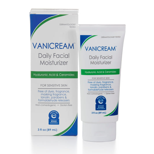 Vanicream Daily Facial Moisturizer With Ceramides and Hyaluronic Acid - Formulated Without Common Irritants for Those with Sensitive Skin, 3 fl oz (Pack of 1)
