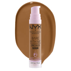 NYX Professional Makeup Concealer, Under eye concealer, Bare With Me Serum, Satin and Natural Finish, Infused with Tremella Mushroom and Green tea for 24HR Hydration, Vegan Formula - 10 Camel, 9.6mL