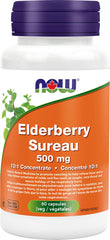 NOW Supplements Elderberry 10:1 Concentrate 500mg Capsules, 60 Count