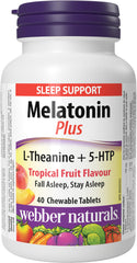 Webber Naturals Melatonin Plus, 1.5 mg of Melatonin with L-Theanine & 5-HTP, 40 Chewable Tablets, For Sleep Support, Vegan