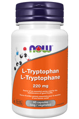 NOW Supplements, L-Tryptophan 220 mg, Encourages Positive Mood*, Supports Relaxation*, 60 Veg Capsules