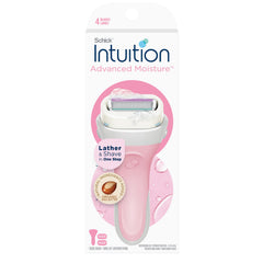 Schick Intuition Advanced Moisturizing Women’s Razor | 4‑Blade Razor | with 1 Razor Handle + 2 Refill Cartridges + Stand Up Cap | With Shea Butter | Perfect for first time shavers