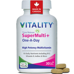 VITALITY High Potency Multivitamin for Women - One-a-Day Time Release Vitamins & Minerals, Iron, Iodine, B Complex Vitamin C, Calcium, Magnesium & Vitamin D, Energy, Bone & Immune Support, 30 tabs