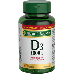 NATURE'S BOUNTY Vitamin D3, 1000 IU, Mega Value, Helps Support Immune Function, Helps Develop & Maintain Bones & Teeth, Helps in Absorption Of Calcium & Phosphorus, 500 Softgels, 118 g