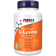 NOW Supplements, L-Lysine (L-Lysine Hydrochloride) 1,000 mg, Double Strength, Amino Acid, 100 Tablets