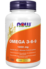 NOW Supplements, Omega 3-6-9 1000 mg with a blend of Flax Seed, Evening Primrose, Canola, Black Currant and Pumpkin Seed Oils, 100 Softgels