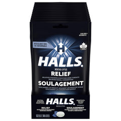 HALLS Extra Strong, Cough Drops, Throat Lozenges, Sore Throat Relief, Mentho-Lyptus, 30 Lozenges, Prepared in Canada
