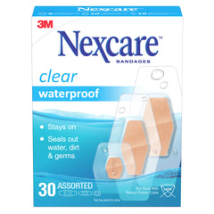 Nexcare™ Clear Waterproof Bandages 588-30-CA, Assorted Sizes, 30/Pack