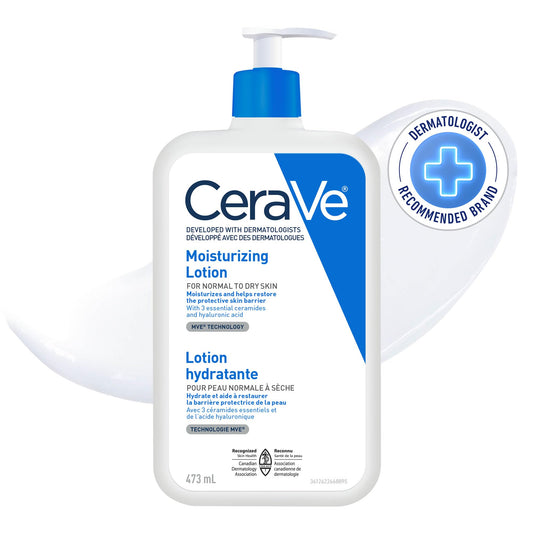 CeraVe Moisturizing Lotion, Daily Lightweight Face & Body Moisturizer with Hyaluronic Acid & Ceramides, Suitable for Dry & Sensitive Skin, Fragrance-Free, Non-Comedogenic & Allergy Tested, 473 mL