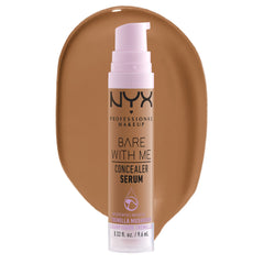 NYX Professional Makeup Concealer, Under eye concealer, Bare With Me Serum, Satin and Natural Finish, Infused with Tremella Mushroom and Green tea for 24HR Hydration, Vegan Formula - 09 Deep Golden, 9.6mL