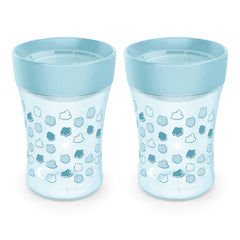 NUK Flow Control Sip Trainer Cup, 8 oz (240 mL), 9+ Months, Blue Clouds, 2 Pack