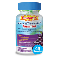 Emergen-C Immune+ 500mg Vitamin C Gummies Supplement, Immune System Booster, Elderberry, 45 Gummies