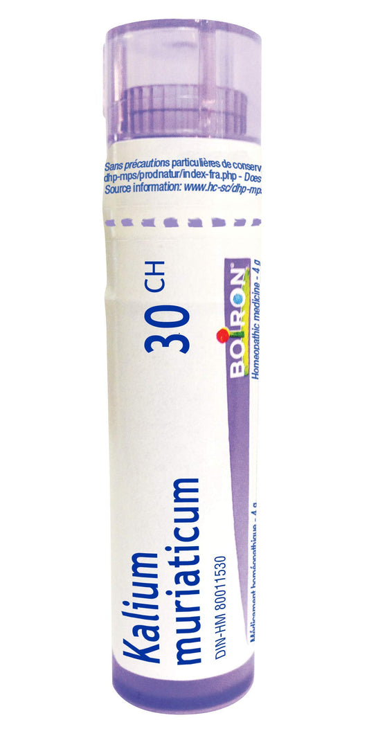Boiron Kalium muriaticum 30ch,Homeopathic medicine. Each tube contains 4 g (approximately 80 pellets)