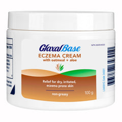 Glaxal Base Moisturizing Cream, Itchy, Dry Skin & Eczema Relief with Soothing Oatmeal + Aloe, Hypoallergenic & Paraben-Free, With Oatmeal & Aloe, Made in Canada, 100 g