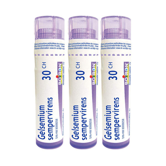 Boiron Gelsemium sempervirens 30ch.Homeopathic medicine 3 tubes (4g each tube)