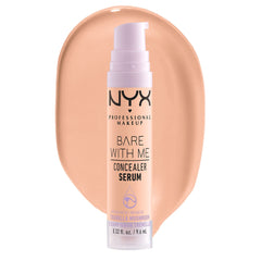 NYX Professional Makeup Concealer, Under eye concealer, Bare With Me Serum, Satin and Natural Finish, Infused with Tremella Mushroom and Green tea for 24HR Hydration, Vegan Formula - 2.5 Medium Vanilla, 9.6mL
