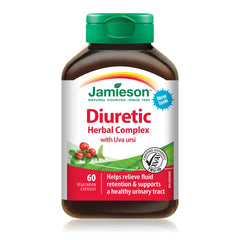 Jamieson Diuretic Herbal Complex, with Uva ursi, Helps Relieve Fluid Retention and Symptoms Associated with Minor UTI's. Non-GMO, Gluten-Free, 60 Vegetarian Capsules, Proudly Canadian