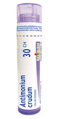 Boiron Antimonium crudum 30ch,Homeopathic medicine. Each tube contains 4 g (approximately 80 pellets)