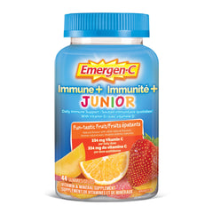 Emergen-C Immune+ Junior Vitamin C Gummy Supplement, Kid's Vitamins Fun-tastic Fruit Flavour, 44 Gummies